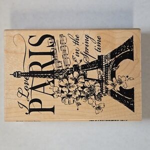 Paris Eiffel Tower Wooden Stamp - Stampendous P144 I Love Paris(Great Condition)